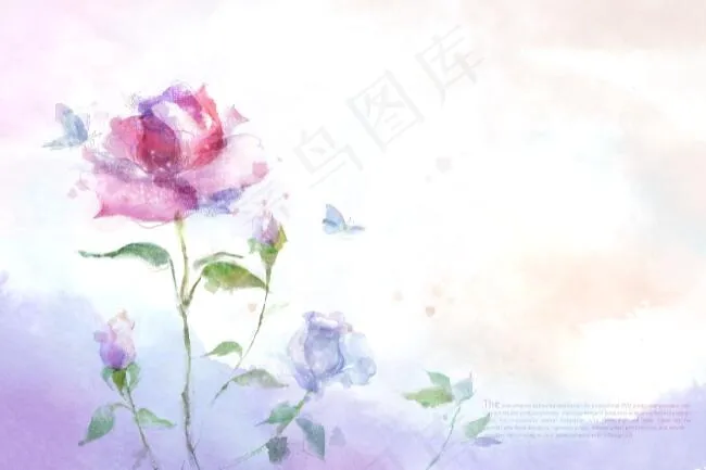 时尚手绘花色花朵图片(5200X3458(DPI:300))psd模版下载