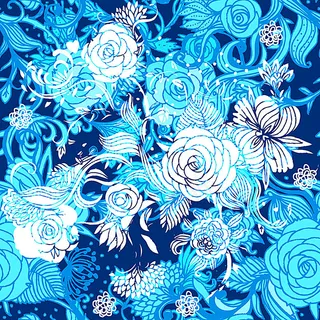 蓝色花朵无缝背景