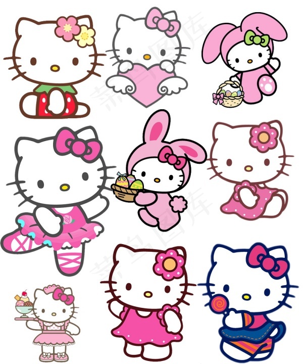 kitty猫贴纸psd素材psd模版下载