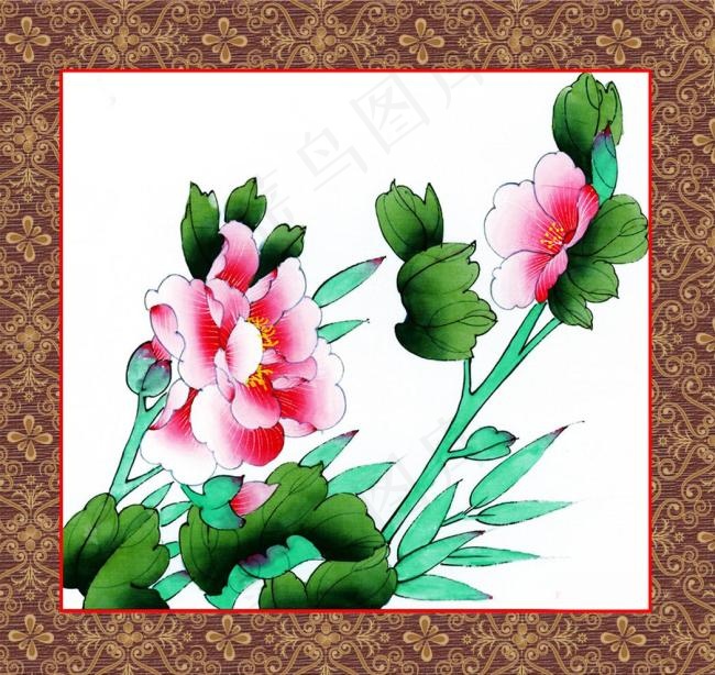 工笔兰花psd模版下载