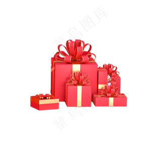 红色立体创意礼盒元素,免抠元素
