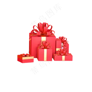 红色立体创意礼盒元素,免抠元素
