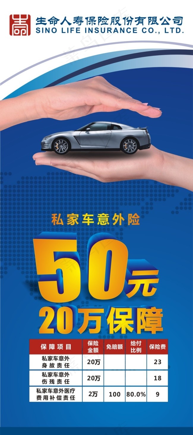 私家车意外险展架cdr矢量模版下载
