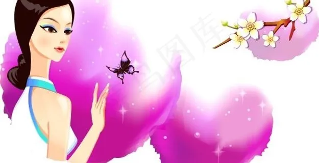 中国古典迷人的美女矢量素材