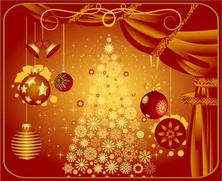 2款红色圣诞树窗帘