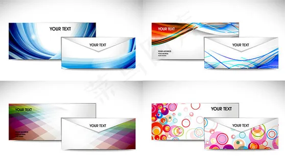 彩色信封模板矢量素材