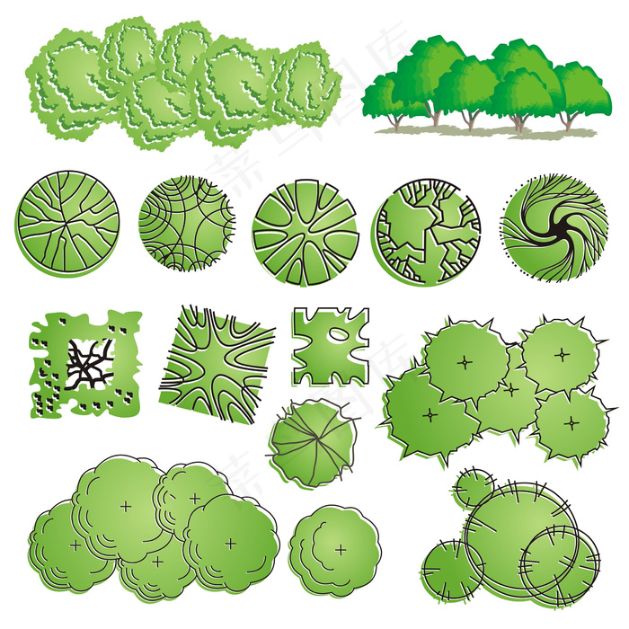 绿色植物栅栏花园装饰园丁矢量文件素...eps,ai矢量模版下载