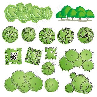 绿色植物栅栏花园装饰园丁矢量文件素...