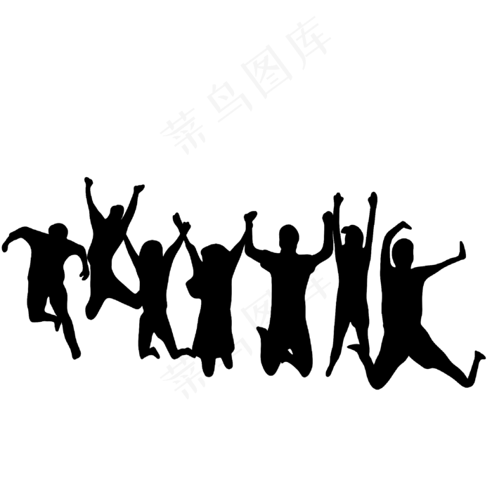 毕业季七人跳跃剪影(2000*2000px 300 dpi )psd模版下载