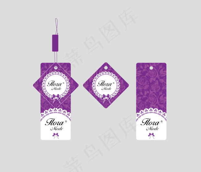 紫色服装吊牌设计ai矢量模版下载