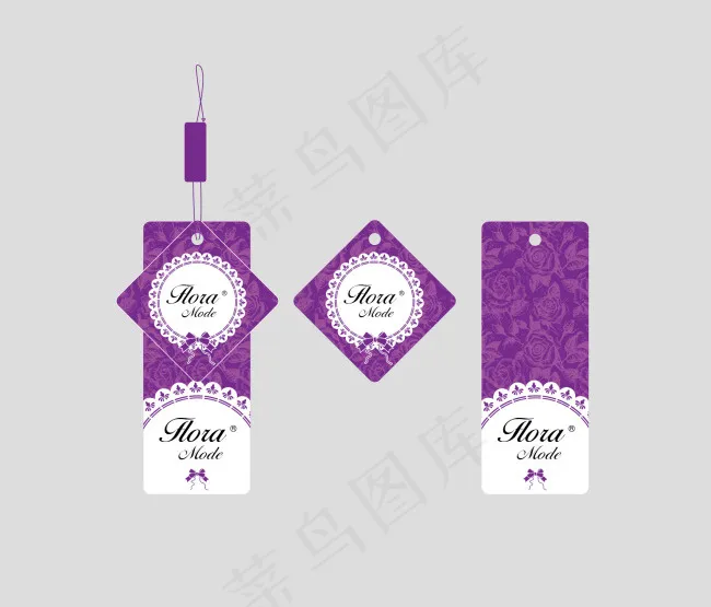 紫色服装吊牌设计ai矢量模版下载