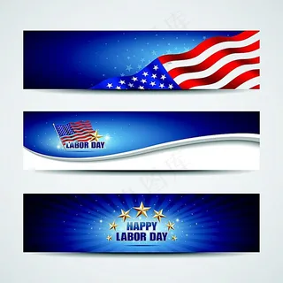 美国国旗动感曲线背景横幅