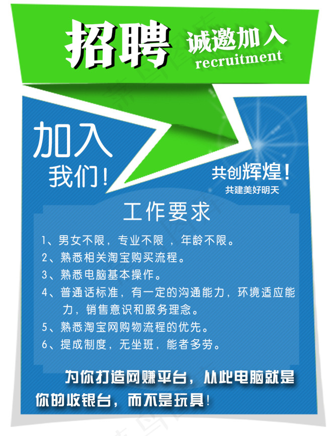 招聘兼职人员加入我们的网赚平台psd模版下载