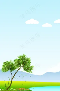 卡通春天绿色清新风景背景 卡通春天绿色清新风景背景
