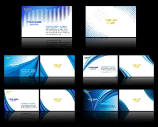 经典蓝色名片设计PSD素材