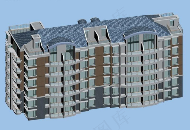华贵典雅风格住宅楼3D模型下载