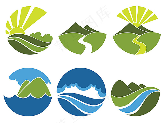 卡通风景插画标志