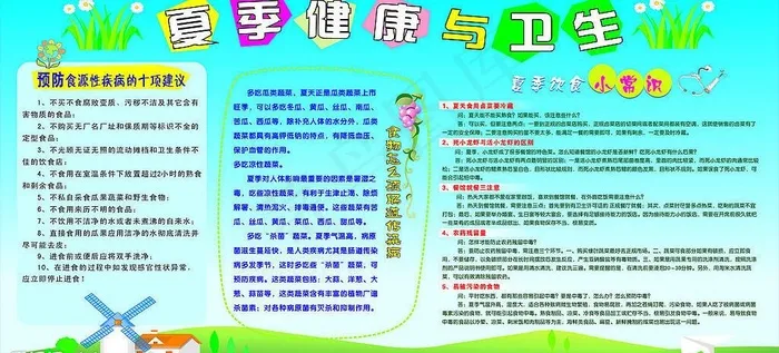 夏季卫生常识宣传橱窗图片cdr矢量模版下载