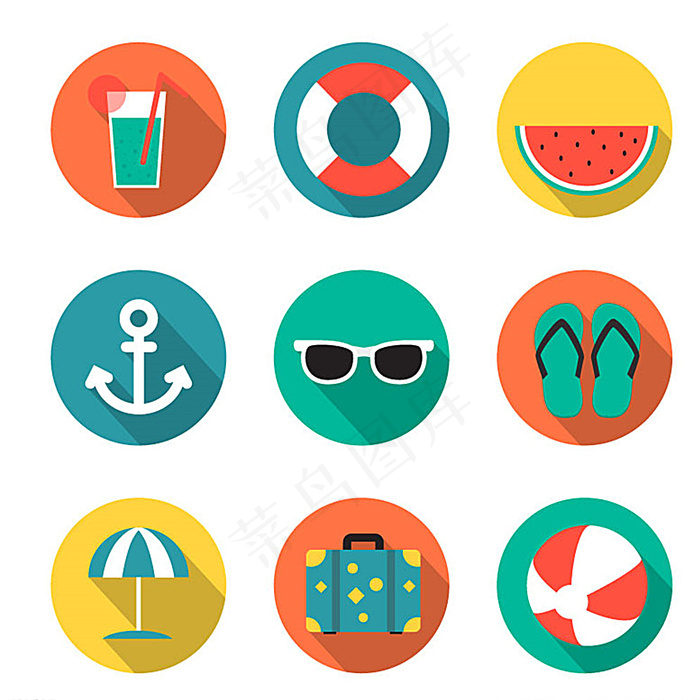 圆形度假图标矢量素材图片