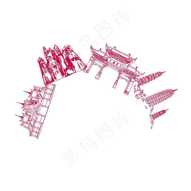 手绘旅游景区ai矢量模版下载