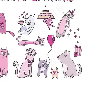 矢量卡通猫咪节日素材