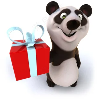捧着礼物的熊猫图片