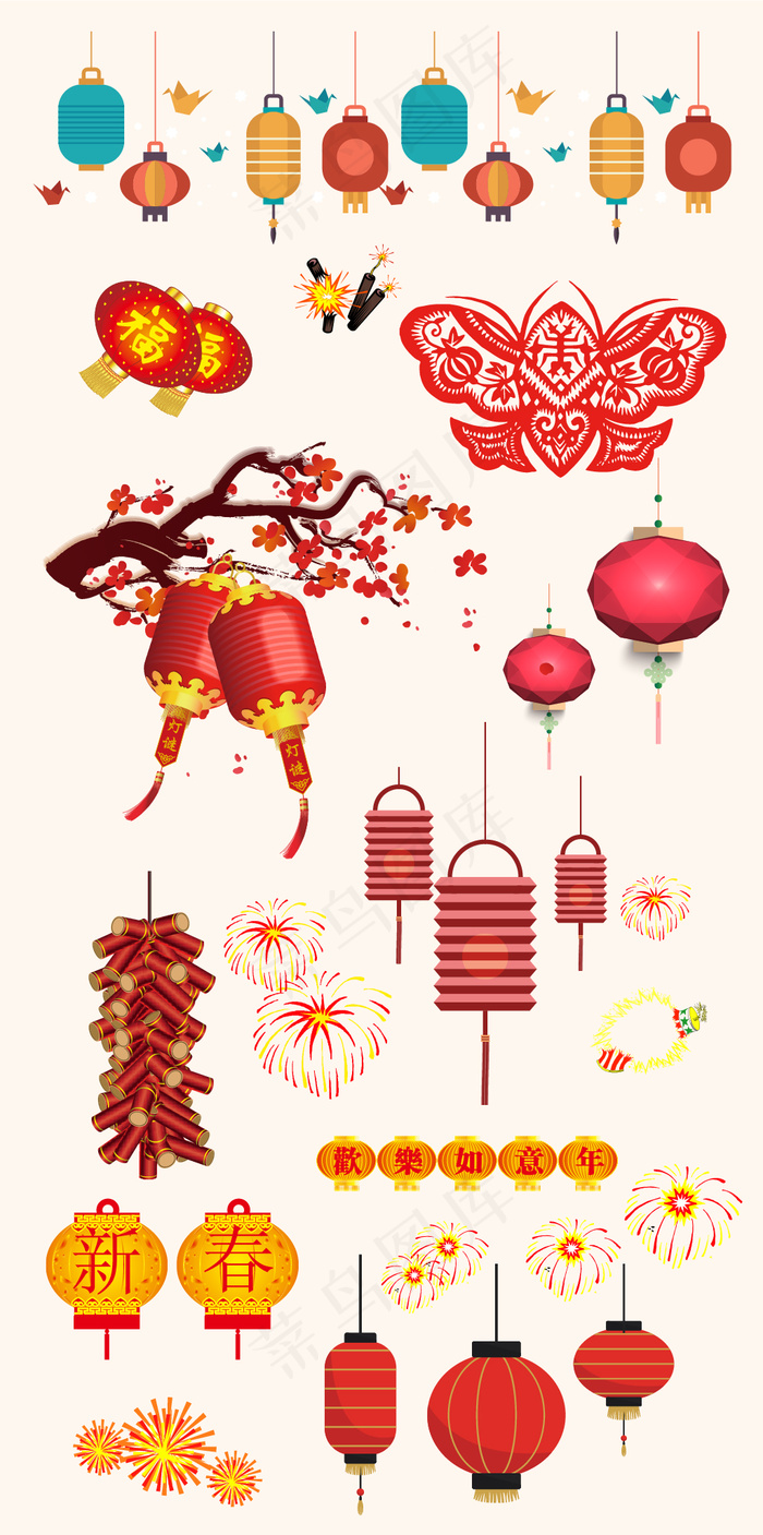 喜庆中秋国庆节鞭炮灯笼烟花AI素材