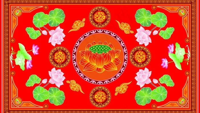 荷花地毯图片cdr矢量模版下载