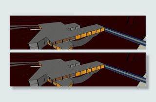 双层建筑草模SU模型一套-游人中心设计