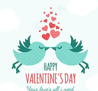 卡通鸟 情人节贺卡图片