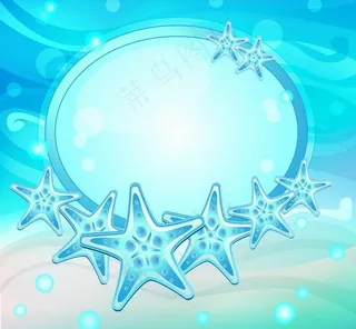 蓝色沙滩海星图片