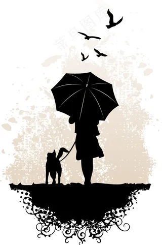 行走的人物剪影矢量素材