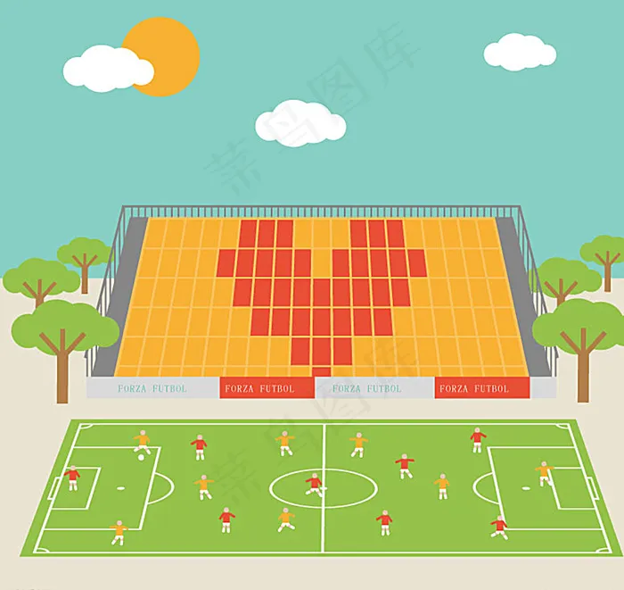 卡通球场插画矢量素材图片ai矢量模版下载