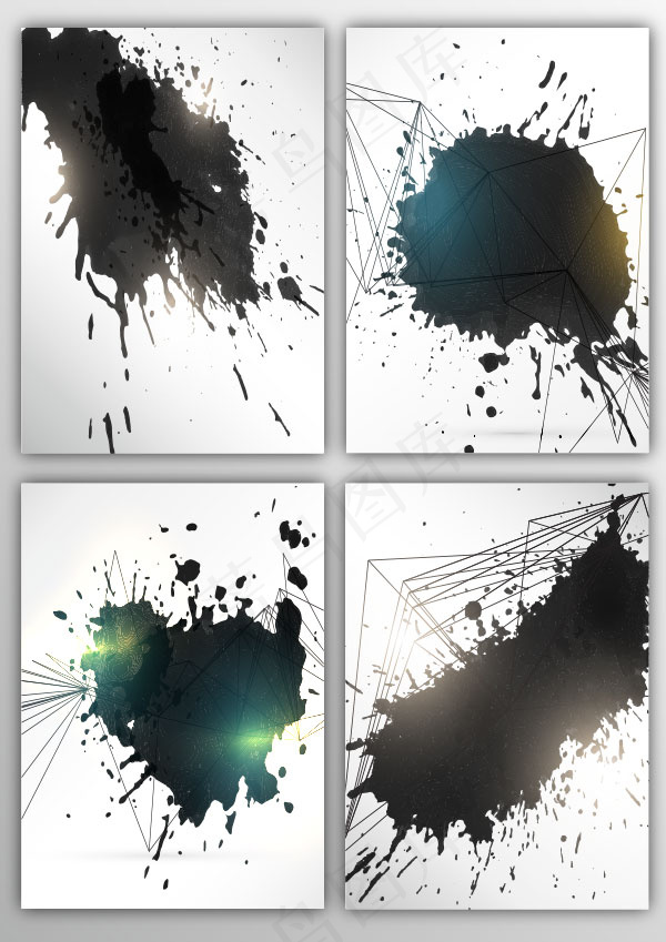 线条国外炫彩泼墨背景