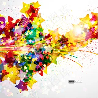 喷溅墨迹炫彩五角星背景矢量素 喷溅墨迹炫彩五角星背景矢量素