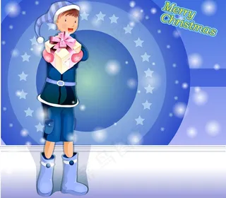 收到圣诞礼物的男孩图片