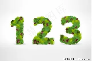 绿色松枝植物字体矢量素材