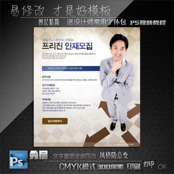 韩国风招聘模板psd模版下载