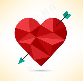 被箭射中的几何形爱心