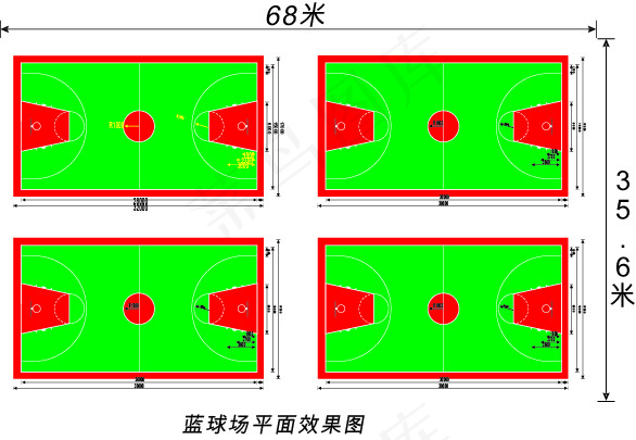 篮球场平面图psd模版下载