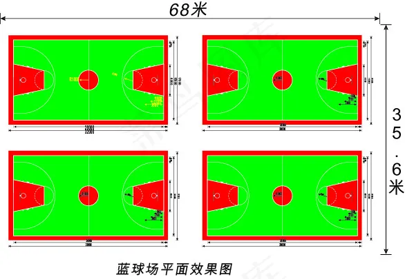 篮球场平面图psd模版下载