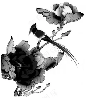 水墨花鸟