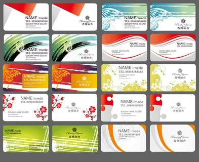 炫彩个性名片卡片设计矢量素材