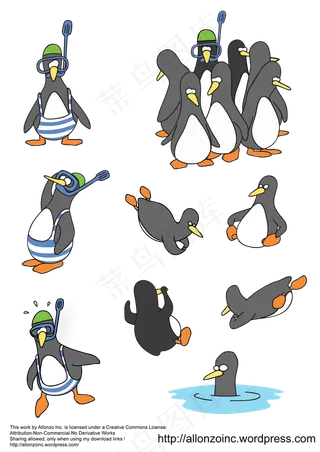 搞笑企鹅向量集