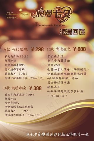 情人节西餐厅展板