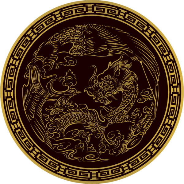经典的圆形龙纹矢量素材