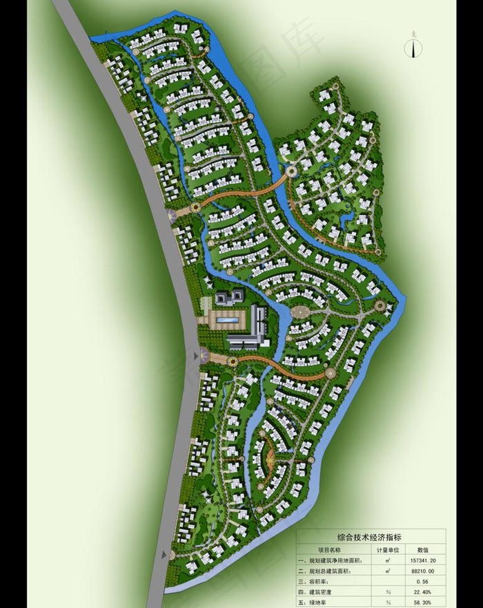 某大型住宅区彩色总平面图图片psd模版下载