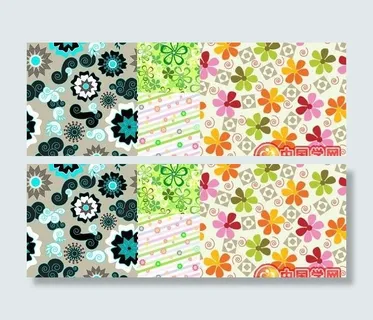 4款清新活泼的花卉背景矢量素材