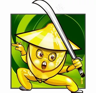 拿着钢刀的卡通水果表情图片