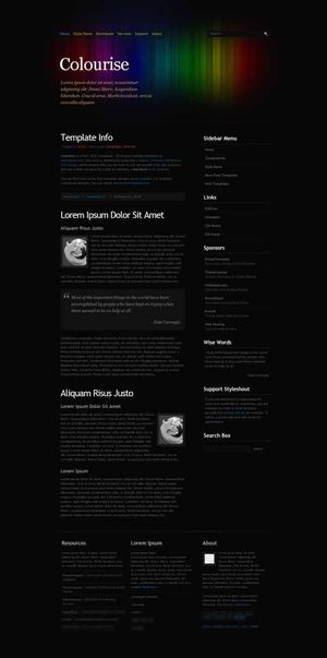 漂亮的七彩炫光黑色模板